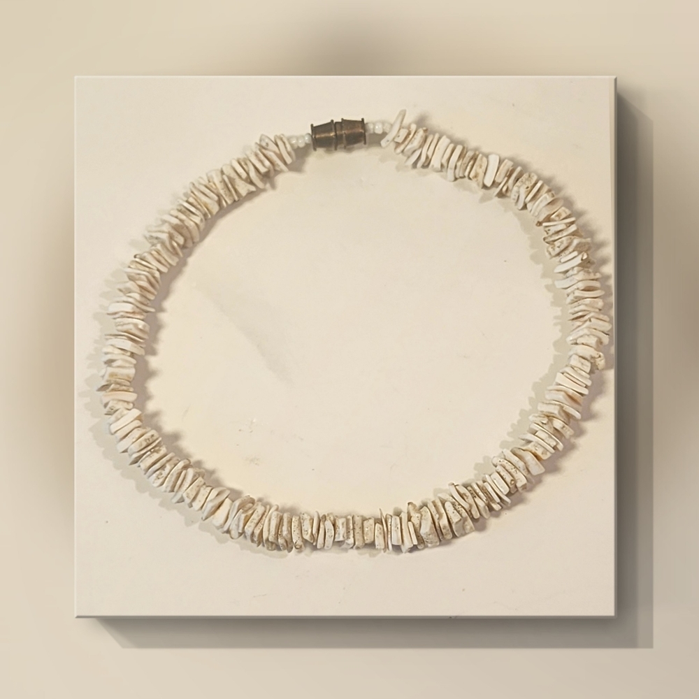 Puka Shell Ankle Bracelet with Barrel Clasp